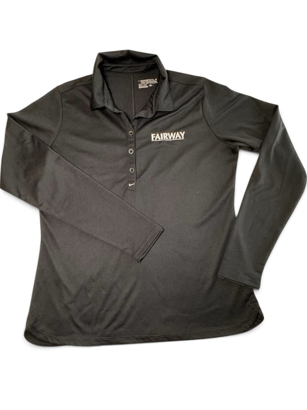 Nike Golf Tour Performance Dri-Fit Long Sleeve Polo Shirt Womens Large Black